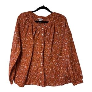 Duluth Organic Cotton Women's Printmaker Lightweight Shirt XXL Full Buttoned